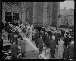 Pallbearers carrying the coffin of James M. Curley out of the church