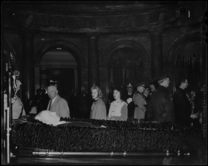 Mourners in the Hall of Flags for James M. Curley's wake