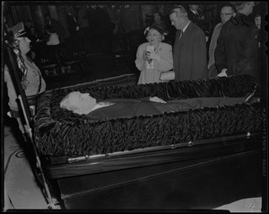 Mourners in the Hall of Flags for James M. Curley's wake