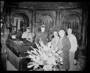 Mourners in the Hall of Flags for James M. Curley's wake