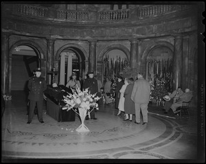 Mourners in the Hall of Flags for James M. Curley's wake