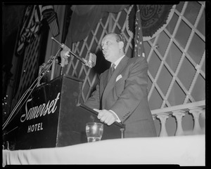William Randolph Hearst Jr. addressing the room at Somerset Hotel