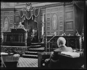 William Randolph Hearst Jr. addressing the Legislature