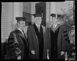 Judge Charles E. Wyzanski, Chief-Justice Earl Warren and Dean Robert B. Stewart at Tufts Commencement