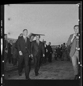 Gov. Volpe and GOP Vice Presidential candidate Spiro Agnew walking from the tarmac