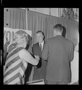 GOP Vice Presidential candidate Spiro Agnew shaking hands with a supporter