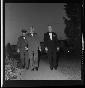 Maj. Gen. Barry Goldwater, former GOP presidential candidate and Arizona Senator, enters Officers' Club at Hanscom Air Force Base to attend a dinner