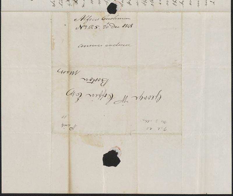 Alfred Cushman to George Coffin, 20 December 1848