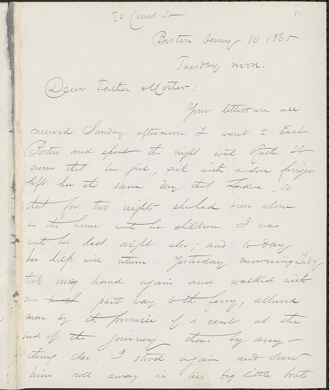 Letter from John D. Long to Zadoc Long and Julia D. Long, January 10, 1865