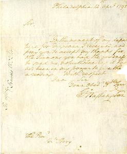 Handwritten letter from George Washington, 1795 April 14