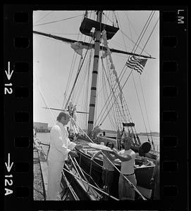 Repelling custard-pie "boarders" on HMS Beaver, East Boston