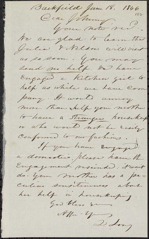 Letter from Zadoc Long to John D. Long, June 18, 1866