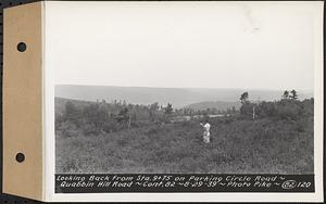 Contract No. 82, Constructing Quabbin Hill Road, Ware, looking back from Sta. 9+75 on parking circle road, Ware, Mass., Aug. 29, 1939