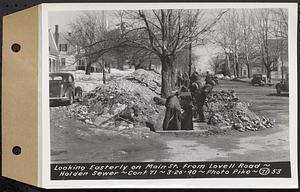 Contract No. 71, WPA Sewer Construction, Holden, looking easterly on Main Street from Lovell Road, Holden Sewer, Holden, Mass., Mar. 26, 1940