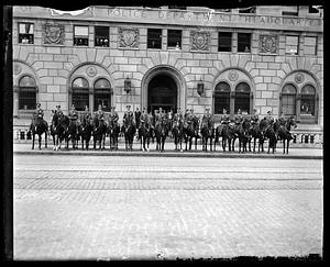 Mounted police in front of headquarters