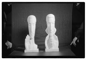 Modern art c/o Collier Copies of oils & watercolor & 2 statues