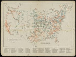 High tension interconnected electric systems of the United States and Canada