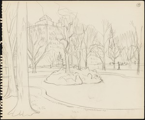 Sketch of Boston Public Garden Lagoon and island