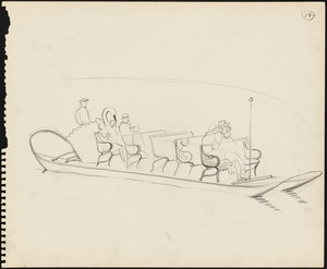 Sketch of people on a swan boat