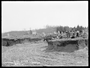 Wachusett Reservoir, excavating in Roman Catholic Cemetery, Clinton, Mass., May 16, 1900