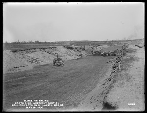 Wachusett Reservoir, North Dike, westerly portion, rolling earth in 6-inch layers, station 56, Sterling, Mass., May 16, 1900