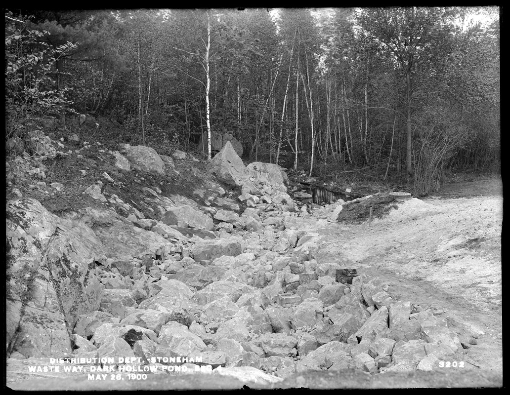 Distribution Department, Low Service Spot Pond Reservoir, Wasteway, Dark Hollow Pond, Section 4, Stoneham, Mass., May 28, 1900