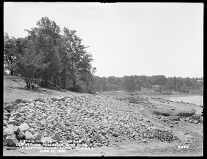 Distribution Department, Low Service Spot Pond Reservoir, riprap, eastern shore, Section 7, looking south, Stoneham, Mass., Jun. 26, 1900