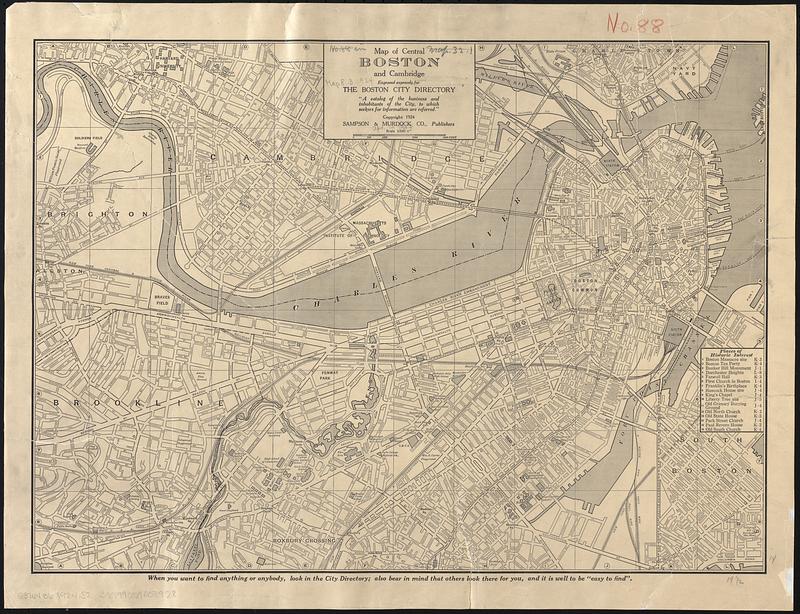 Map of central Boston and Cambridge