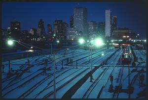 Railroad yard at night, South Station