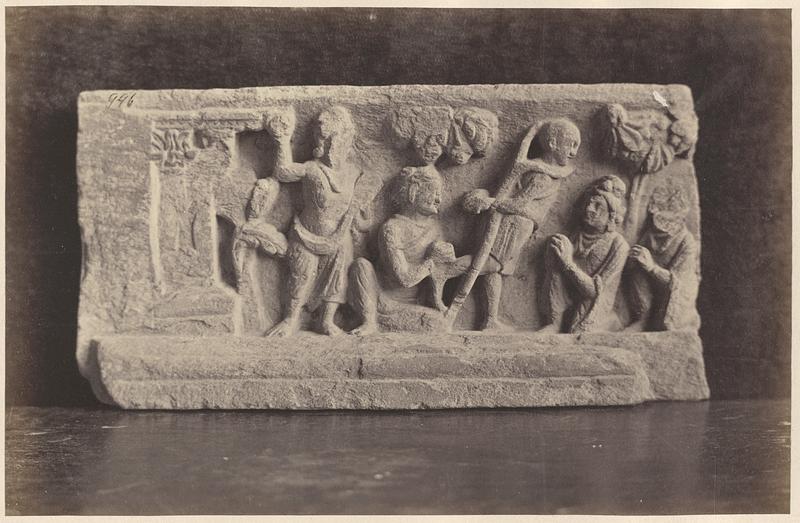 Sculpted panel with allegorical figures