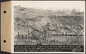 Contract No. 80, High Level Distribution Reservoir, Weston, looking north from right side of Sta. 884+80 at rock and overburden at Sta. 884+80+/-, high level distribution reservoir, Weston, Mass., Apr. 16, 1940