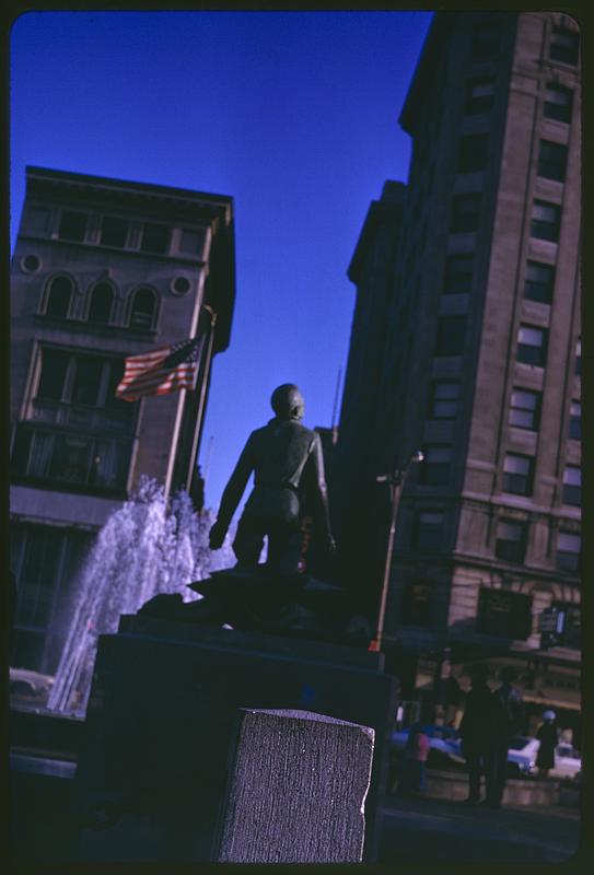 Sculpture of a man looking up