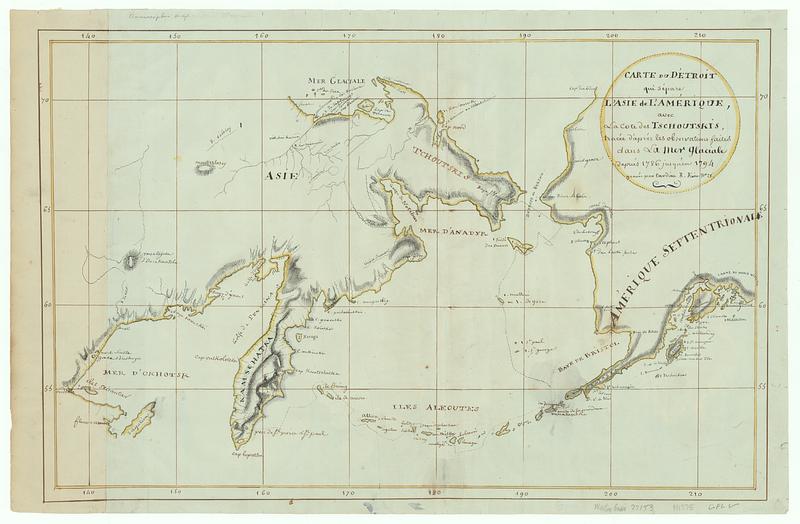 Carte du Detroit qui separe l'Asie de l'Amerique, avec la cote des Tschoutskis, tracee d'apres les observations faites dans la mer glaciale depuis 1786 jusqu'en 1794