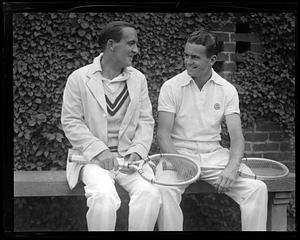 Two tennis players, possibly Rene Lacoste and Henry W. Austin