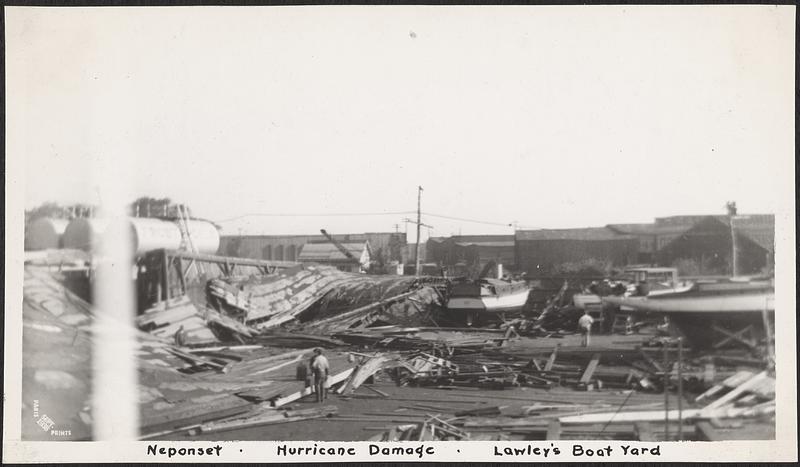 Neponset, hurricane damage, Lawley's Boat Yard - Digital Commonwealth