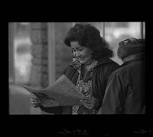 Woman reads the Fairbanks Daily News-Miner, Fairbanks, Alaska