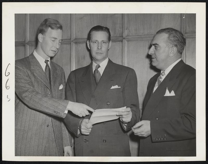 Labor Aids Heart Drive – Organized labor has made extensive plans to aid the 1950 Heart Drive, which opened today and will run throughout this month. Left to right, Christian A. Herter, Jr., state chairman for the drive; Secretary of Labor Tobin, national labor chairman for the drive; and Massachusetts Commissioner of Labor and Industries John J. Del Monte, state labor chairman.