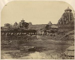 View of Lingaraja Temple, with the Sahasralinga Tank in foreground, Bhubaneswar, India