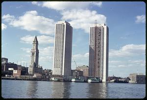 Harbor Towers, one under construction, Custom House Tower to the left