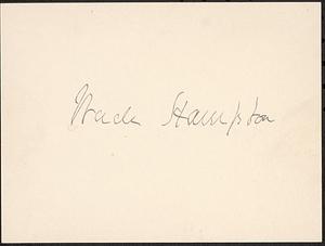 Autograph of Wade Hampton