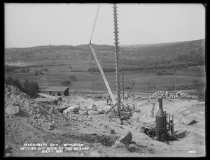 Wachusett Dam, getting out rock at the quarry, from the south, Boylston, Mass., Jul. 1, 1901
