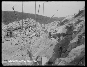 Wachusett Dam, getting out rock at the quarry, from the west, Boylston, Mass., Jul. 1, 1901