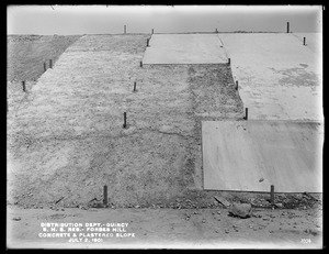 Distribution Department, Southern High Service Forbes Hill Reservoir, concrete slope, partly plastering, Quincy, Mass., Jul. 2, 1901
