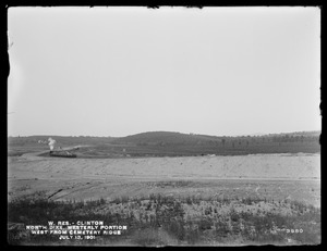 Wachusett Reservoir, North Dike, westerly portion, looking westerly along the dike from Cemetery Ridge, Clinton, Mass., Jul. 13, 1901