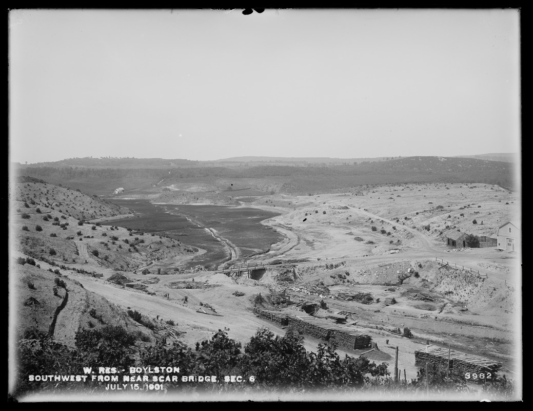 Wachusett Reservoir, southwesterly from near Scar Bridge, Section 6, Boylston, Mass., Jul. 15, 1901