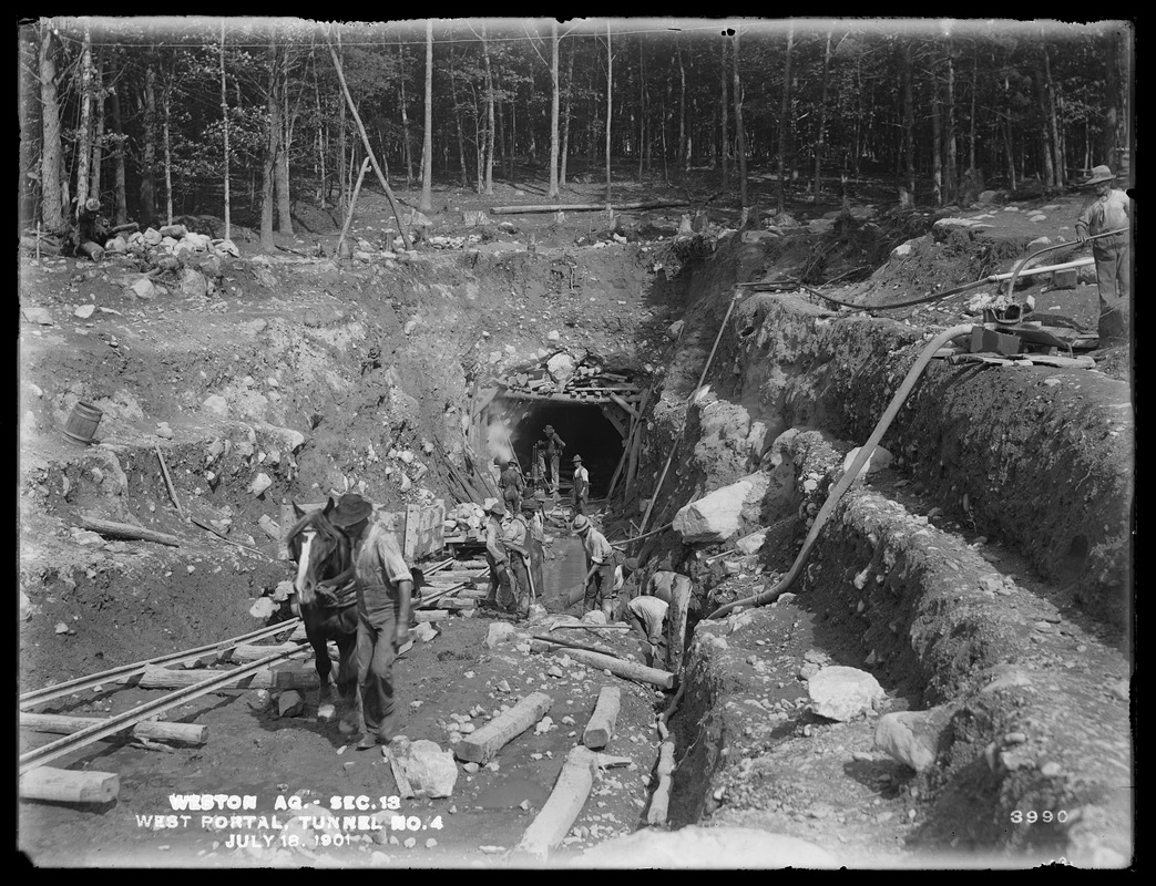 Weston Aqueduct, Section 13, west portal of Tunnel No. 4, Weston, Mass., Jul. 18, 1901