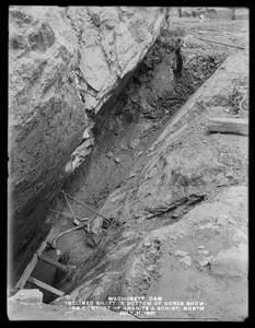 Wachusett Dam, inclined shaft in bottom of gorge showing contact of granite and schist, looking northerly, Clinton, Mass., Jul. 31, 1901