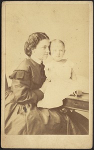 Helen Mead Granger Stevens (Mrs. Henry James Stevens) holding daughter, Gertrude