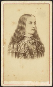 Photo reproduction of portrait of young person in armor (possibly Jeanne d'Arc)