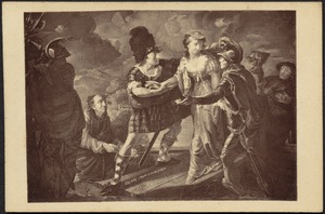 Photo reproduction of painting of Queen Mary of Scots escape from Loch Leven Castle